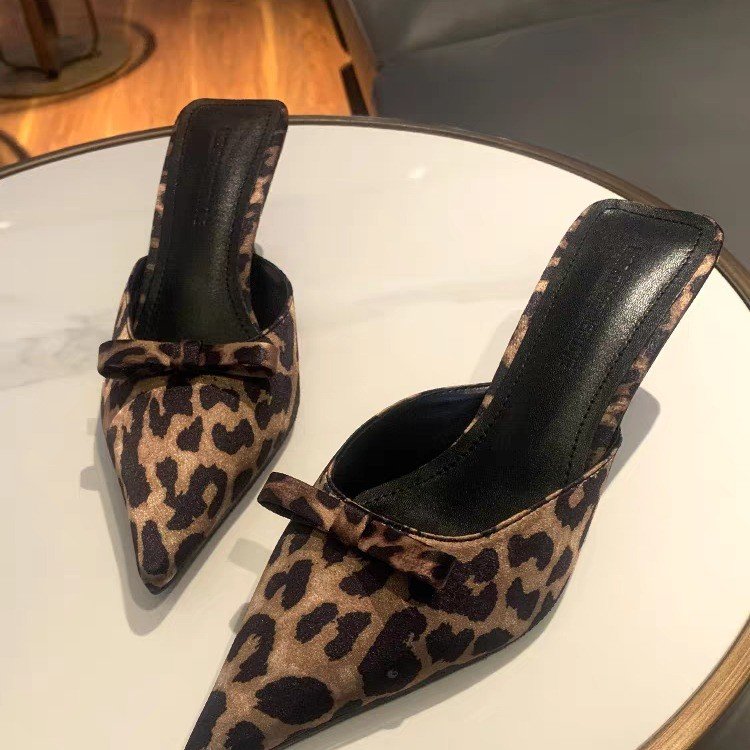 Women Formal Wear For Wedding - women's leopard-print pointed high-heeled slippers fashion