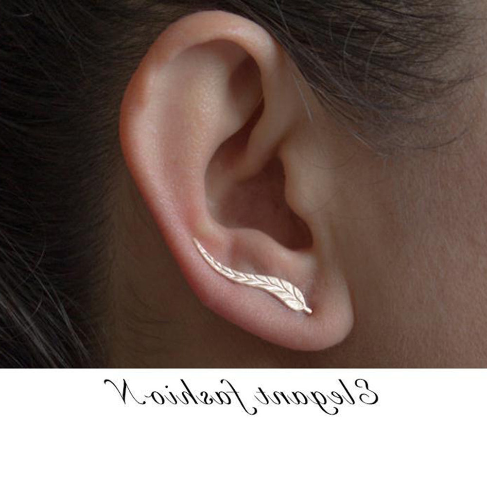 Unique Women'S Formal Wear - 1Pair Leaf Ear Climbers Unique Handmade