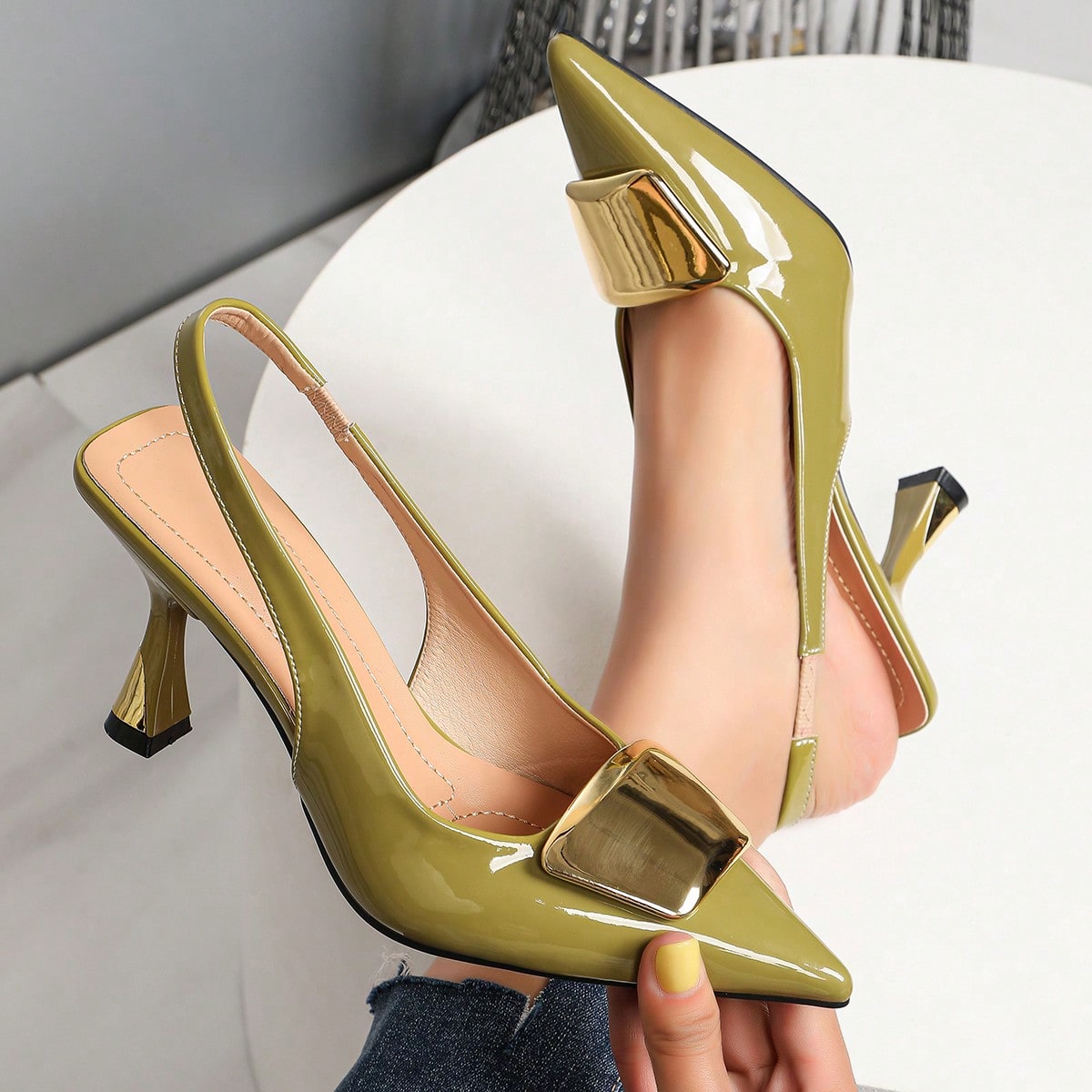 Women Formal Wear For Wedding - Elegant Women Closed Pointed-Toe Slingback Heels,