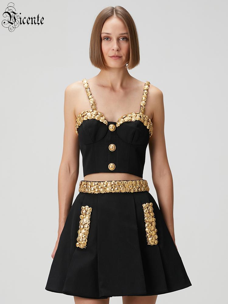 Women Formal Wear Black - VC Black Two Piece Set Dress